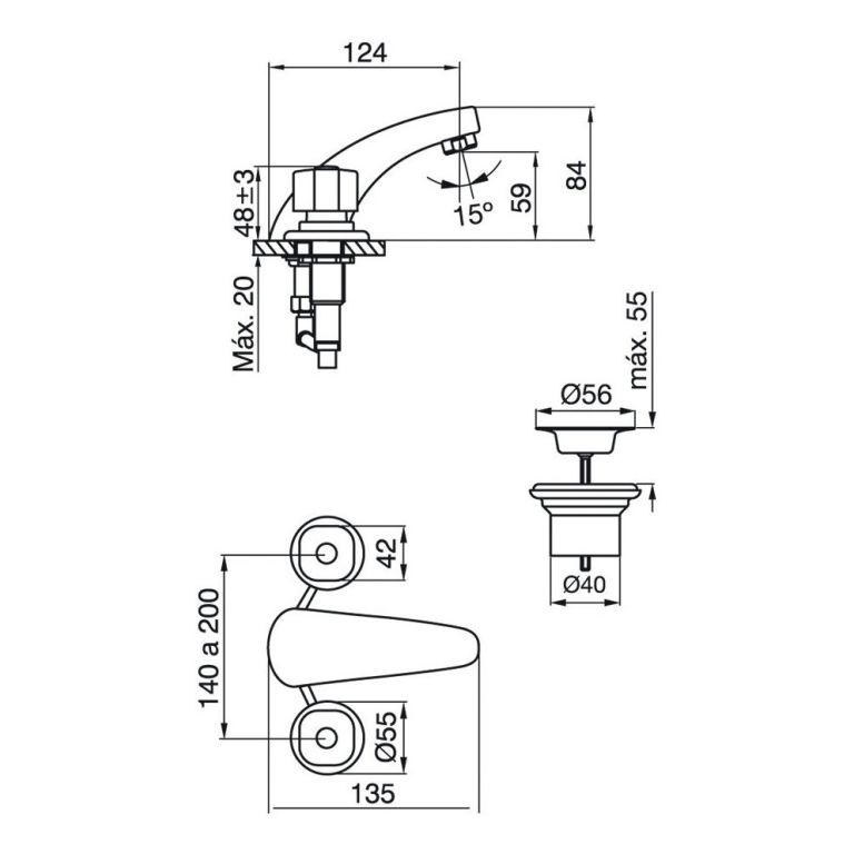 Combo Griferias Fv Arizona Baño + Kansas Monocomando Cocina - Imagen 6