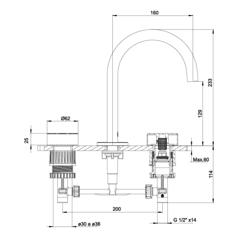 Griferia FV Grip Lavatorio Mesada Brushed Brass 0207/L8-BB - Imagen 2