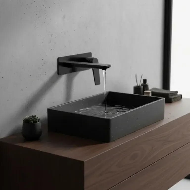 Grifería Peirano lavatorio pared Wave 63-168N Black negra - Imagen 4