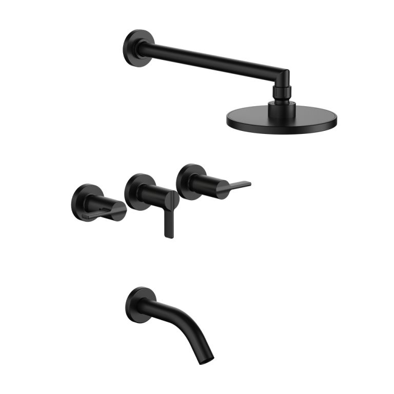 Griferia FV Mauna ducha de embutir con transferencia Negro 0103/G8-NG