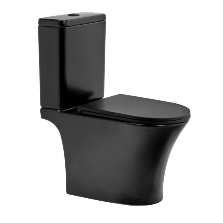 Set Piazza Abruzzo Inodoro Largo Mochila con Depósito Dual y Asiento Cierre Suave Negro B0700NE