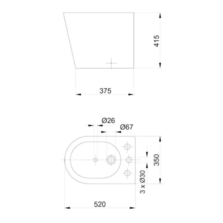 Bidet Piazza Padova de 3 agujeros B0903 - Imagen 2