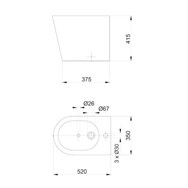 Bidet Piazza Abruzzo de 1 agujero Negro B0704NE - Imagen 2