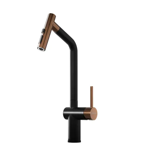 Griferia Johnson Cocina Mesada Monocomando Gold Black VGRCOGLOWGOB