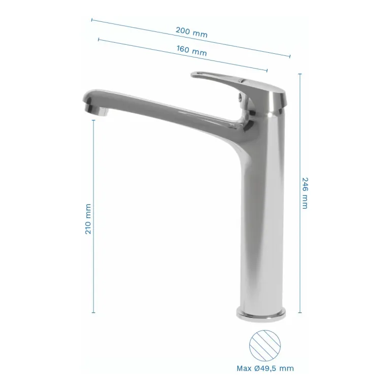 Griferia Vasser Iris Lavatorio Alto Cromo 29/1102 - Imagen 3