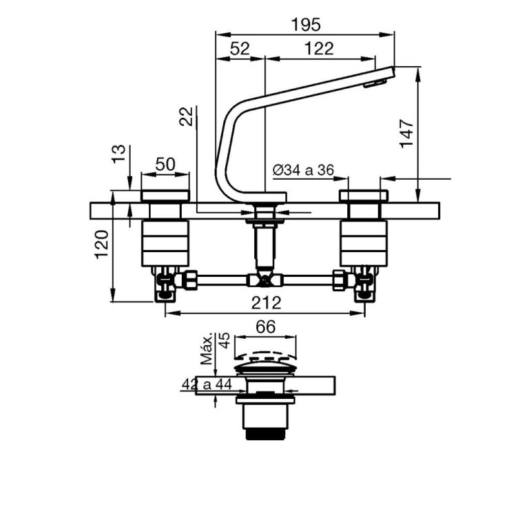 Griferia Fv Chalten Lavatorio Mesada Black 0207/H4-BK - Imagen 2