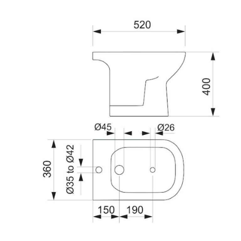 Bidet Piazza Amalfi de 1 agujero B0104 - Imagen 2