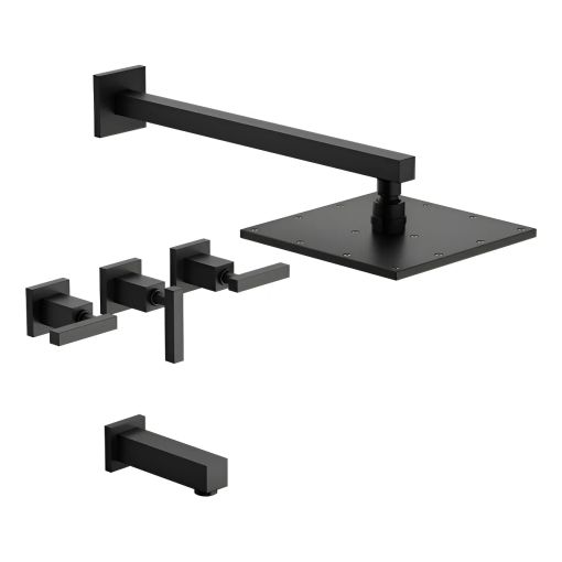 Griferia Fv Dominic Lever Ducha De Embutir Negro 0103R/85L-BK