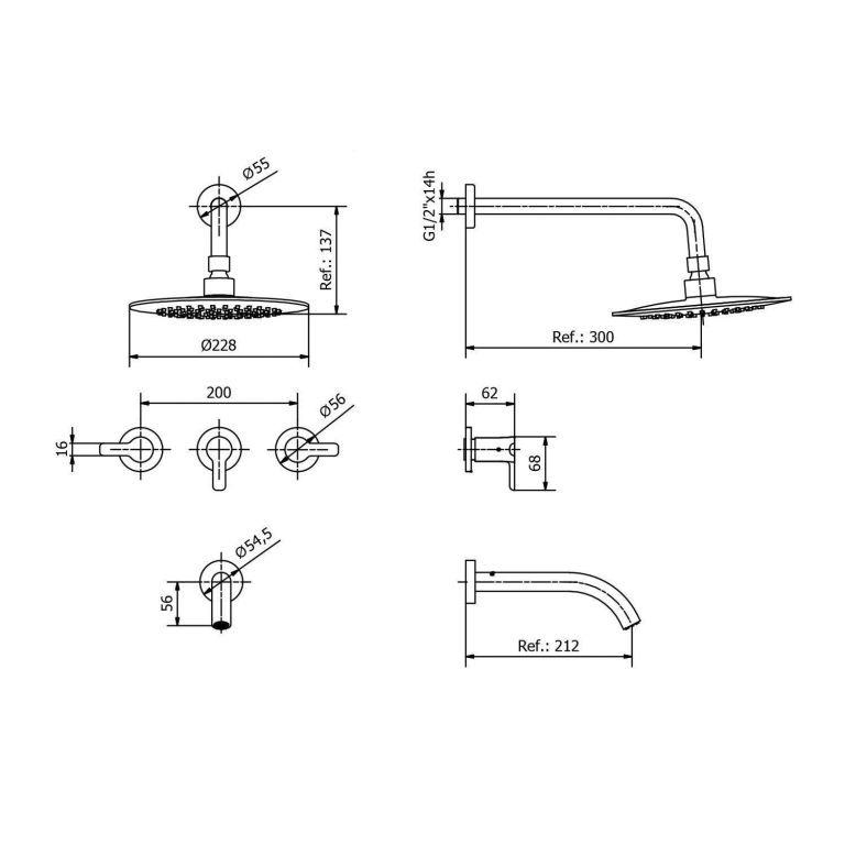 Grifería Piazza Logos Negro Ducha Con Tranferencia Cierre Cerámico 22306TNE - Imagen 2