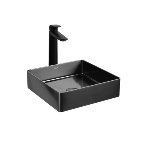 Bacha De Apoyar Ferrum Mola Cuadra Negro Metalizado LC36C-NM