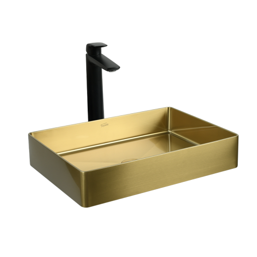 Bacha De Apoyar Ferrum Mola Rectangular Bronce Dorada Brillante L5136-GB