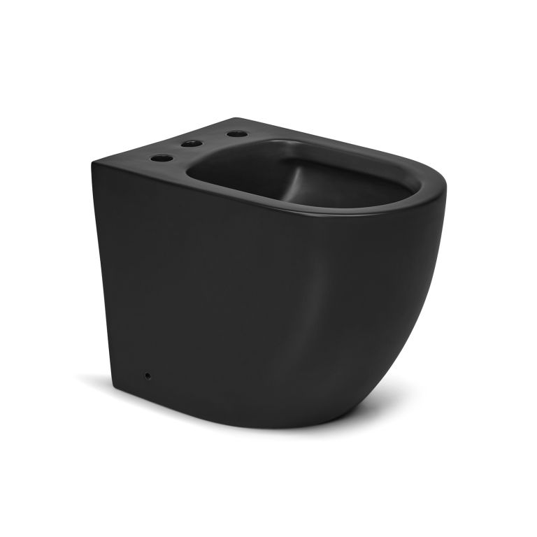 Combo Peirano Stone Negro Inodoro Largo con asiento + Depósito de apoyo + Bidet de 3 agujeros - Imagen 3