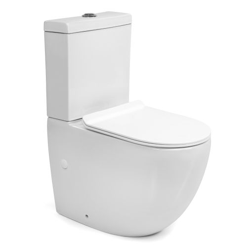 Combo Peirano Stone Blanco Inodoro Largo con asiento + Depósito de apoyo