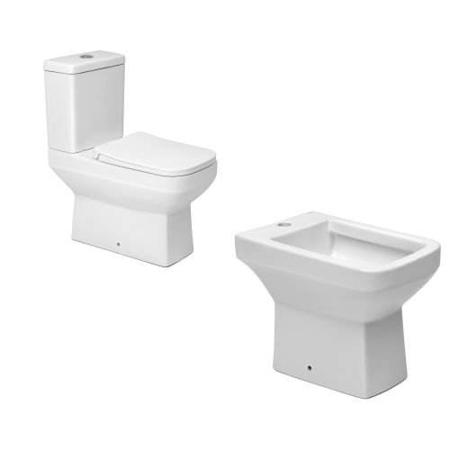 Combo Peirano Loft Blanco Inodoro Largo con asiento + Depósito + Bidet de 1 agujero