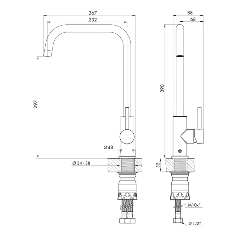 Griferia Fv Mauna Cocina Mesada Negro Mate 0411.04/g8-ng - Imagen 2
