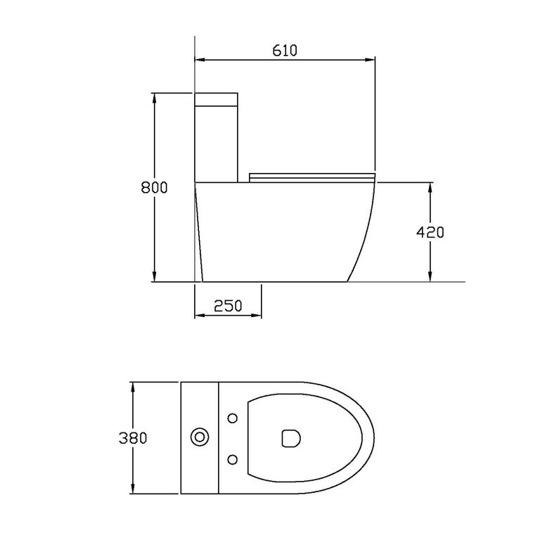 Combo Peirano Stone Negro Inodoro Largo con asiento + Depósito de apoyo + Bidet de 1 agujero - Imagen 3