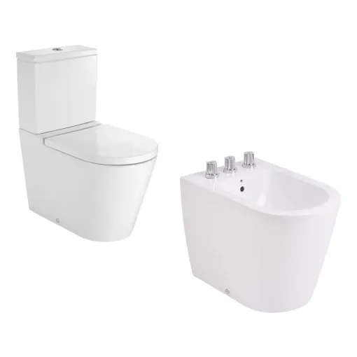 Combo Roca Inspira Inodoro Largo + Mochila + Bidet 3 agujeros