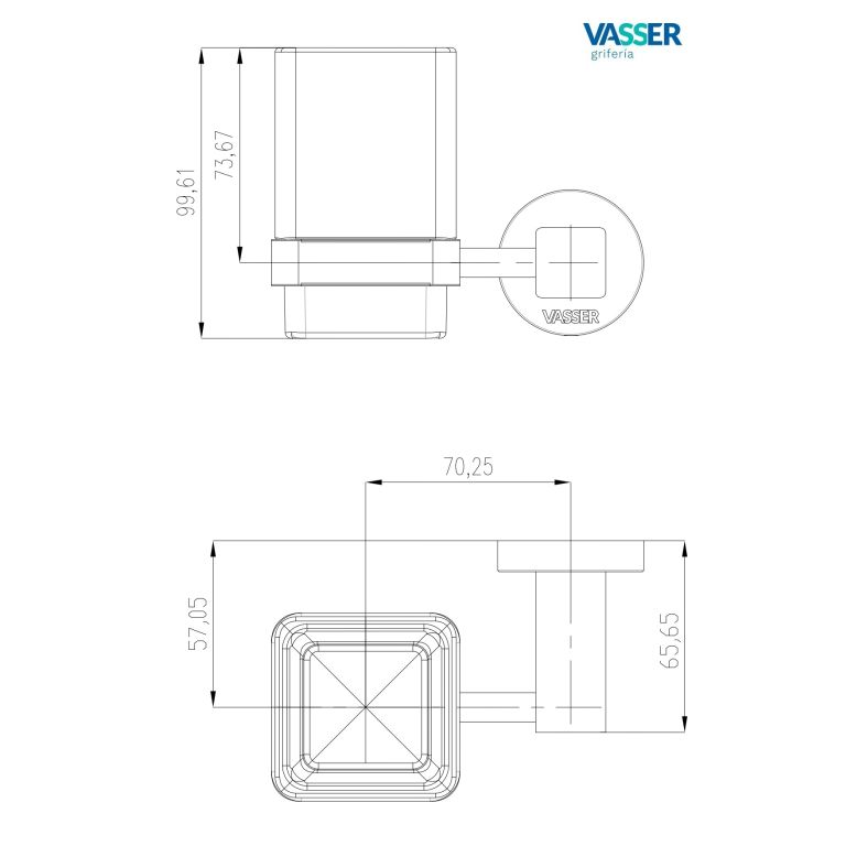 Portacepillos Vasser Zafiro Brushed Gold 12/1839.DO - Imagen 2